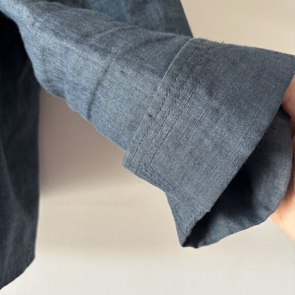 Talbots 100% Linen Open Blazer Jacket Womens 24W Pockets Career Work Modest Blue - Picture 8 of 16